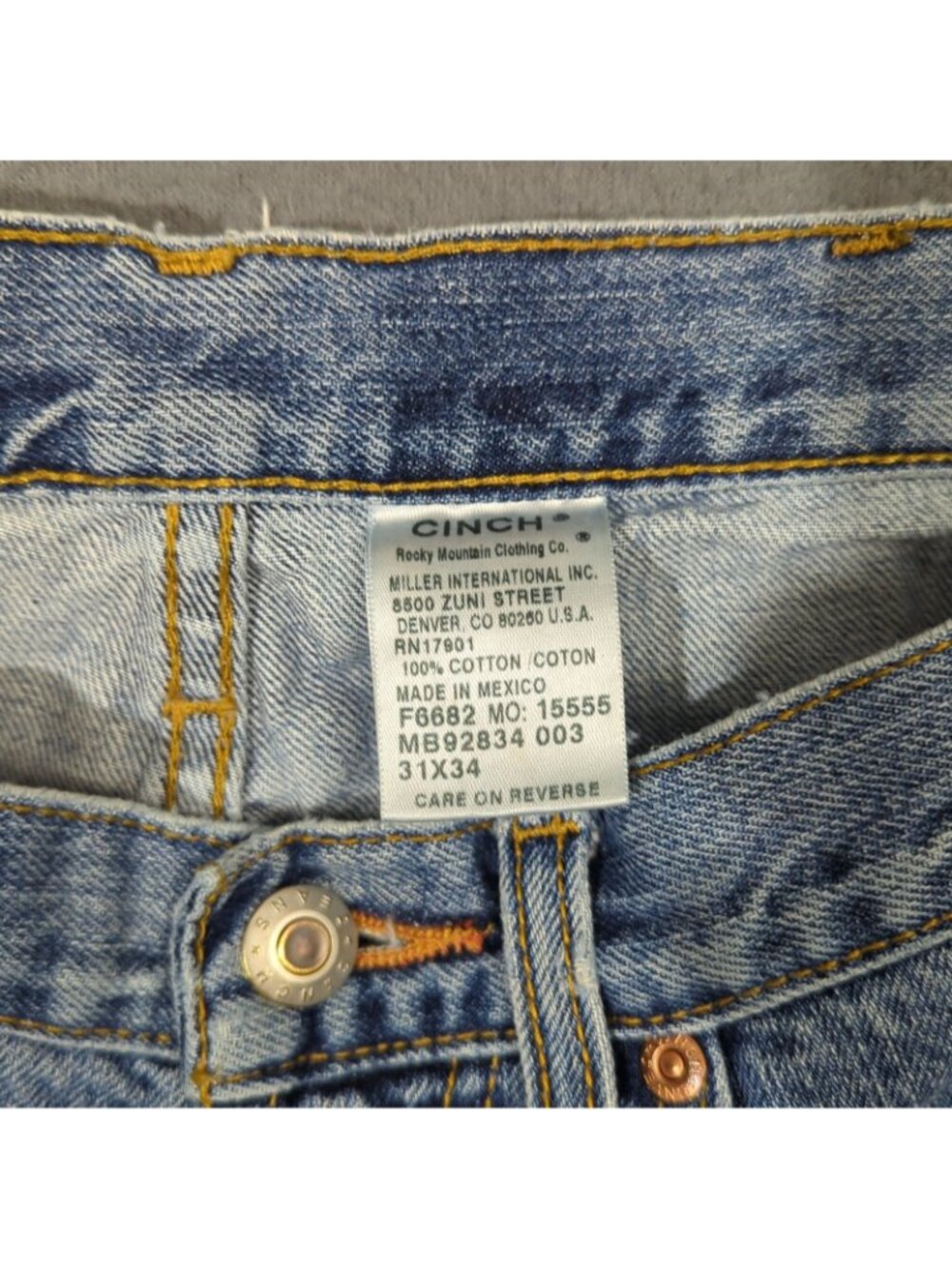 Cinch Jeans Men's 31x34 Blue Western Denim White Label Straight Cowboy Rodeo - Picture 9 of 10